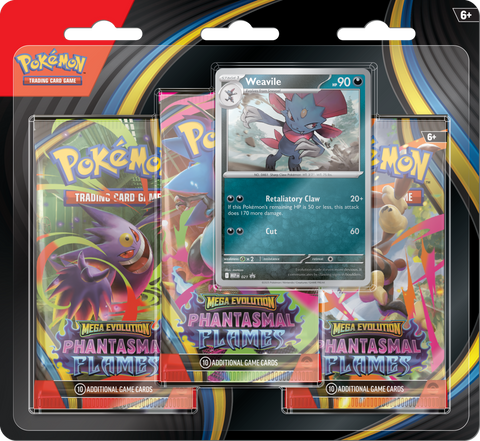 Pokemon | Mega Evolution | Phantasmal Flames | 3 Pack Blister | Weavile